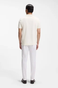 Regular-Fit Poloshirt aus Baumwolle und Seide mit Jacquard-Struktur