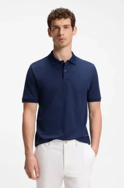 Regular-Fit Poloshirt aus Baumwolle und Seide mit Jacquard-Struktur