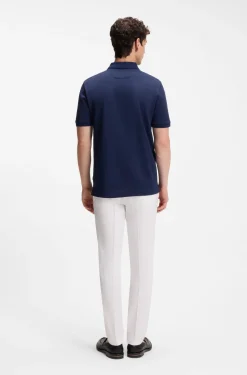 Regular-Fit Poloshirt aus Baumwolle und Seide mit Jacquard-Struktur