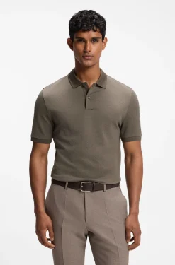 Regular-Fit Poloshirt aus Baumwolle und Seide mit Jacquard-Struktur