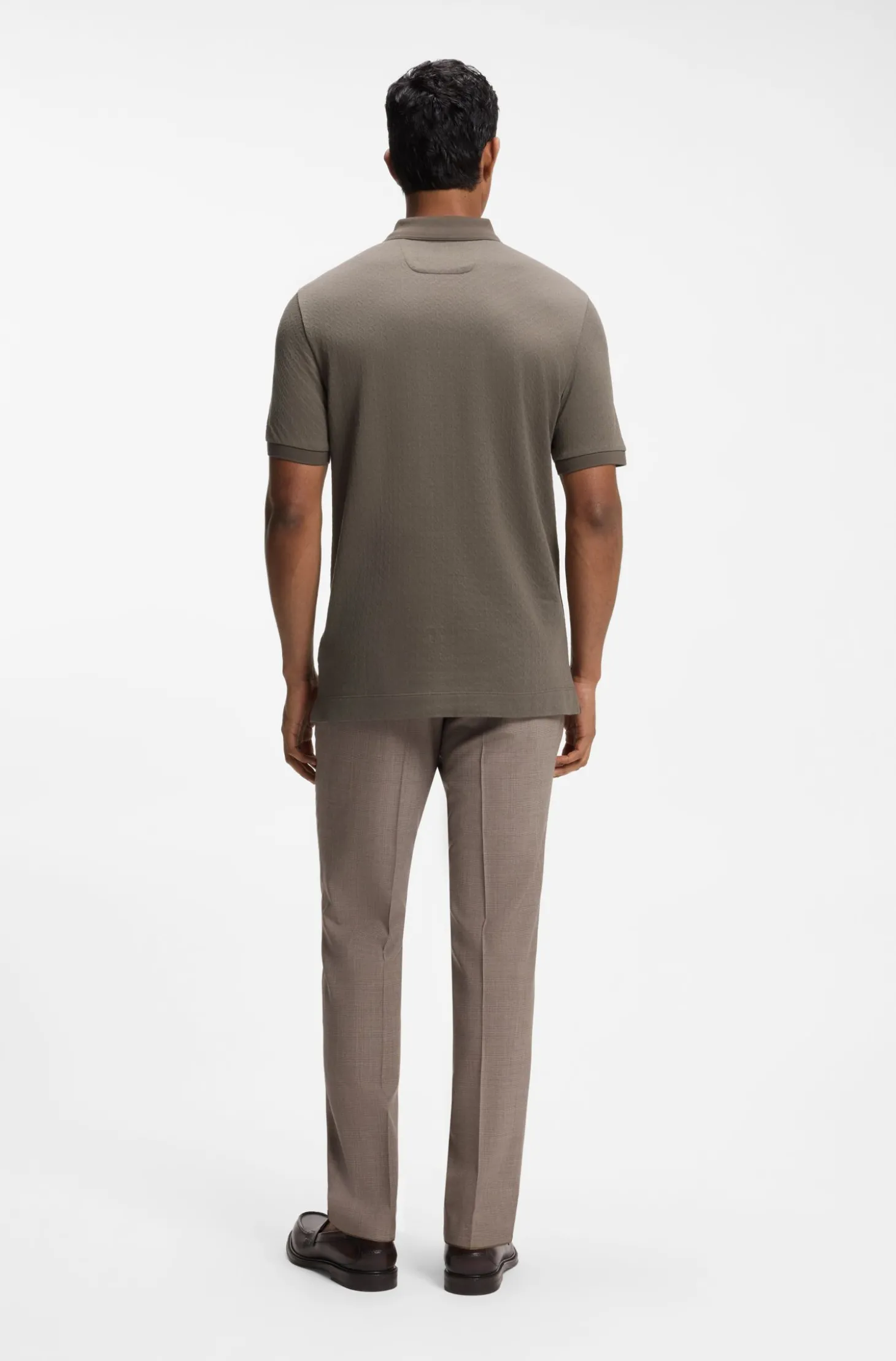 Regular-Fit Poloshirt aus Baumwolle und Seide mit Jacquard-Struktur