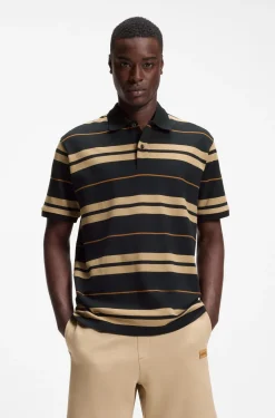 Regular-Fit Poloshirt aus Baumwoll-Piqué mit eingearbeiteten Streifen