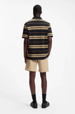 Regular-Fit Poloshirt aus Baumwoll-Piqué mit eingearbeiteten Streifen