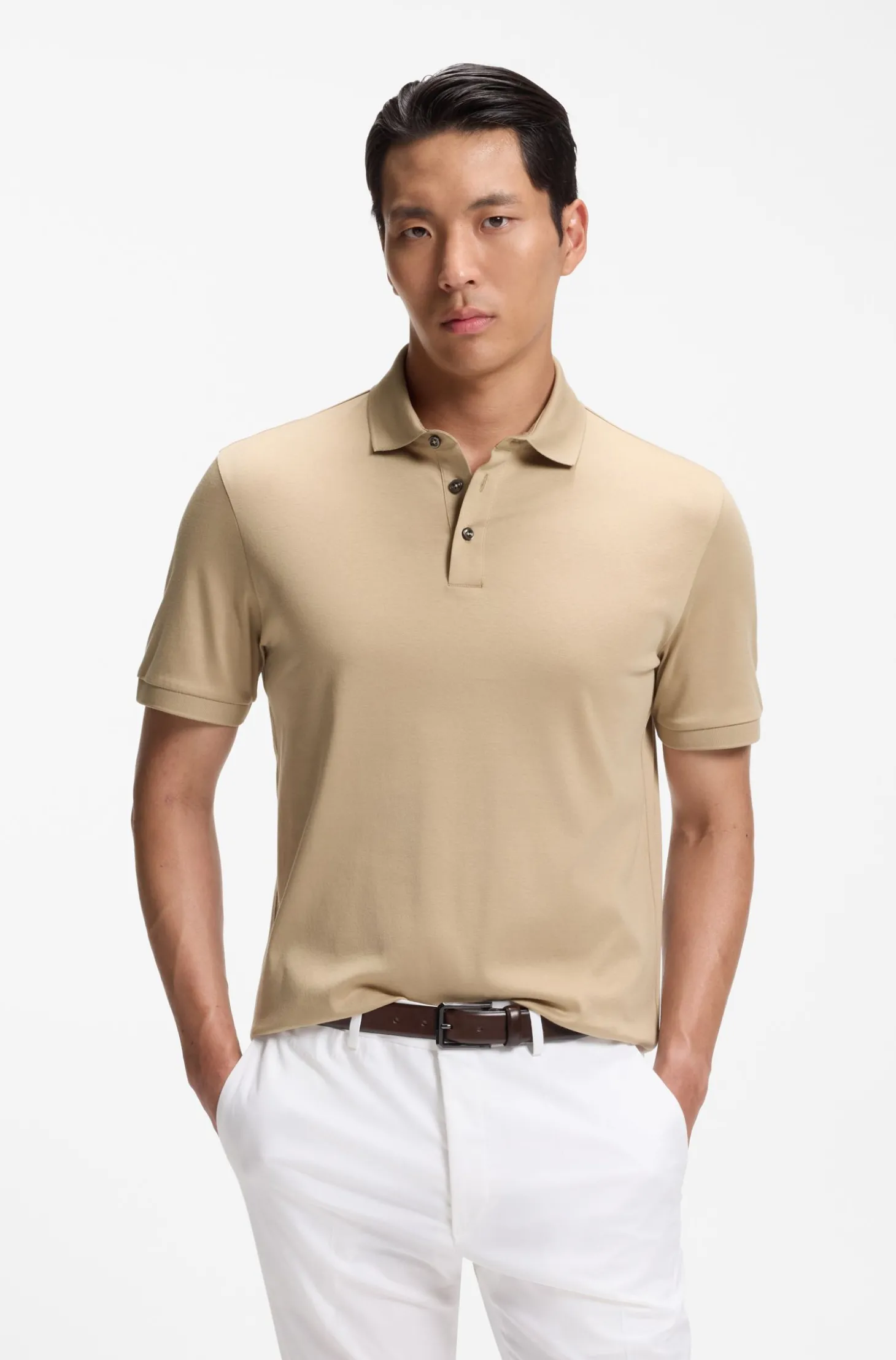 Regular-Fit Poloshirt aus merzerisierter italienischer Baumwolle