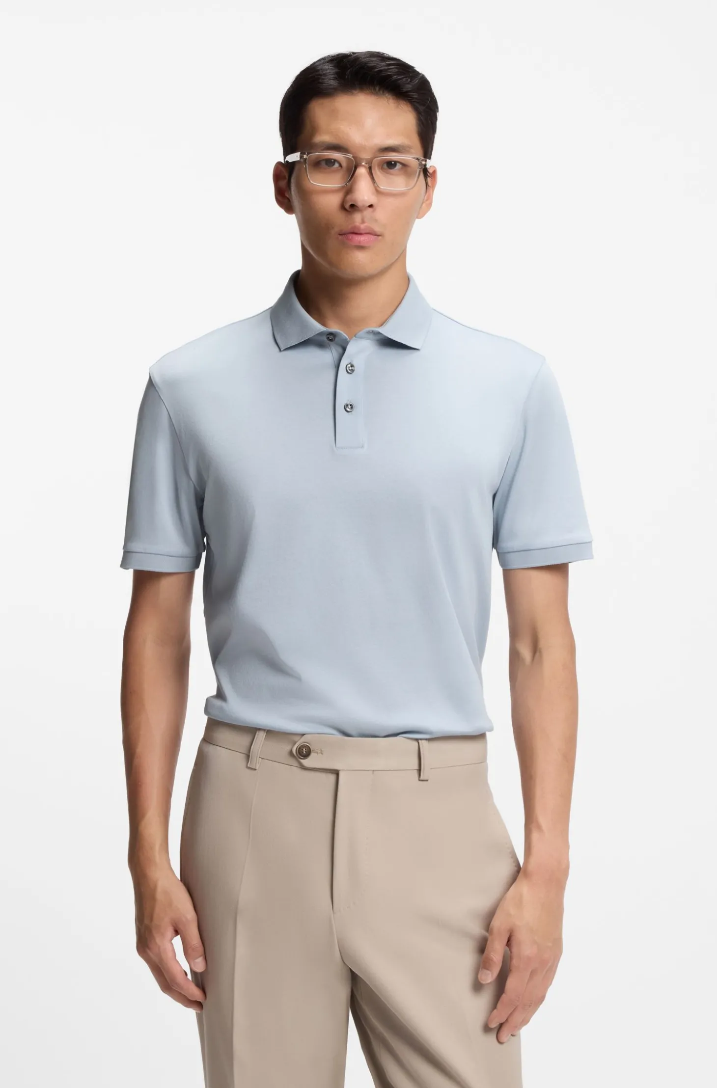 Regular-Fit Poloshirt aus merzerisierter italienischer Baumwolle