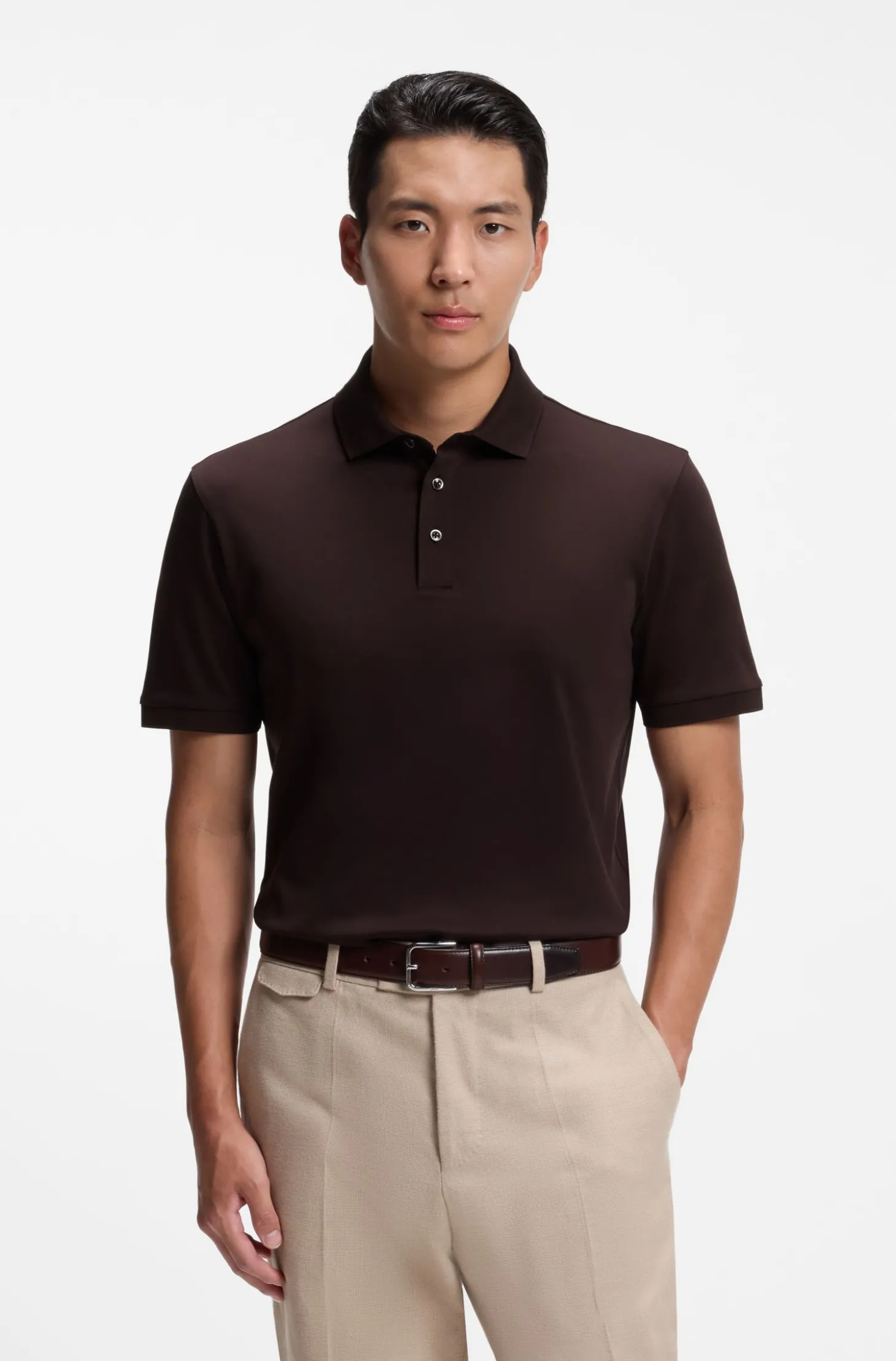 Regular-Fit Poloshirt aus merzerisierter italienischer Baumwolle
