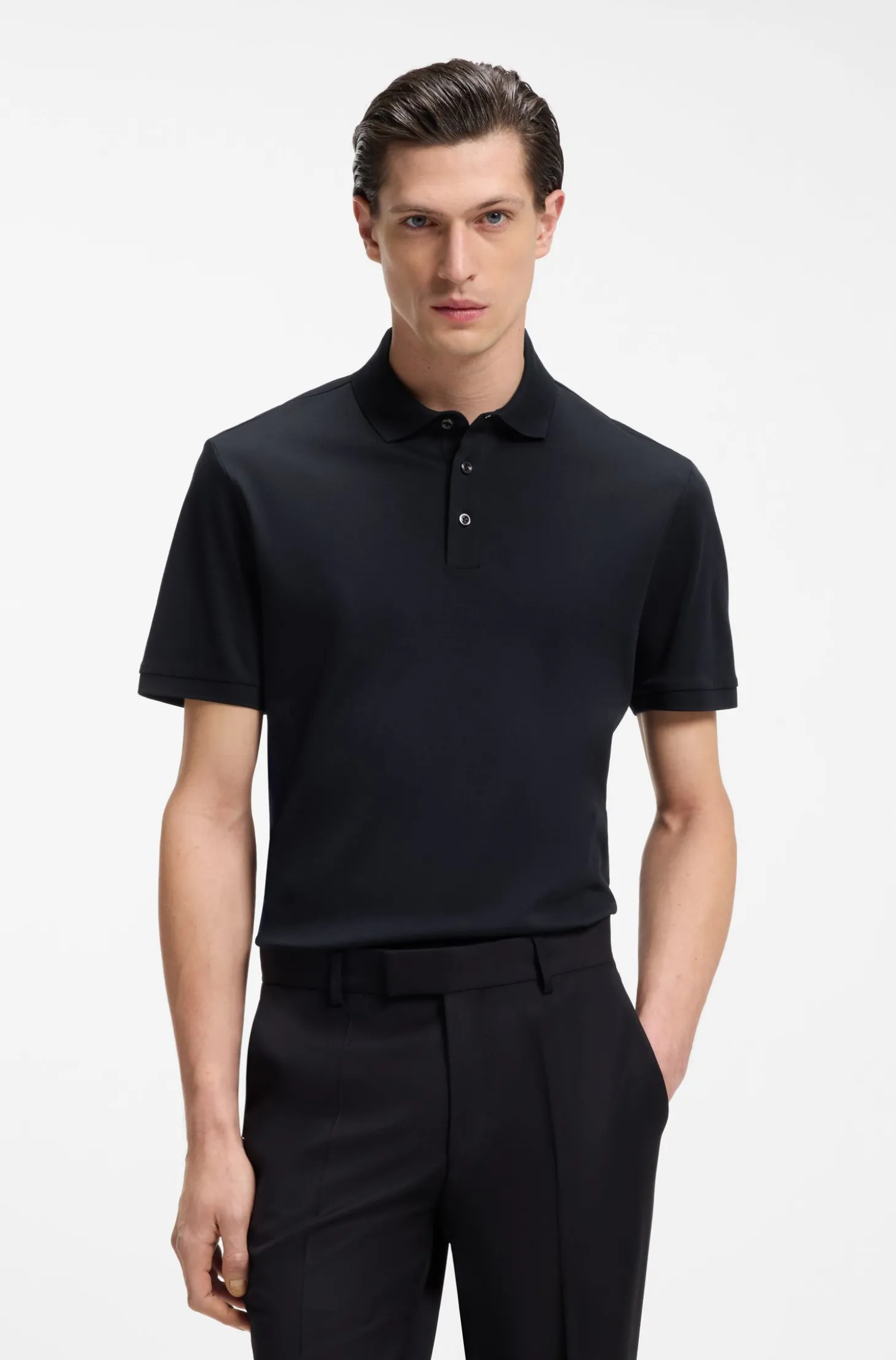Regular-Fit Poloshirt aus merzerisierter italienischer Baumwolle