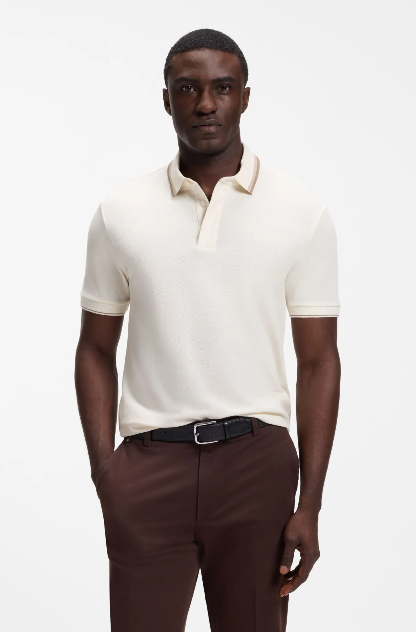 Regular-Fit Poloshirt aus strukturiertem Baumwoll-Piqué