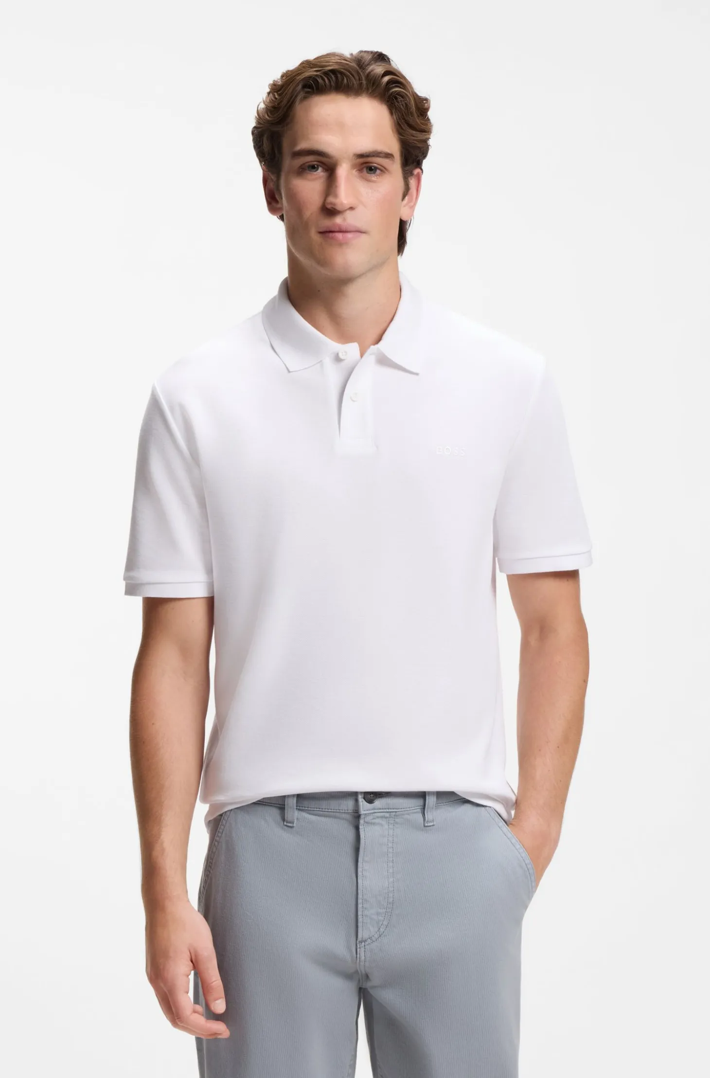 Regular-Fit Poloshirt aus wabenstrukturiertem Baumwoll-Piqué