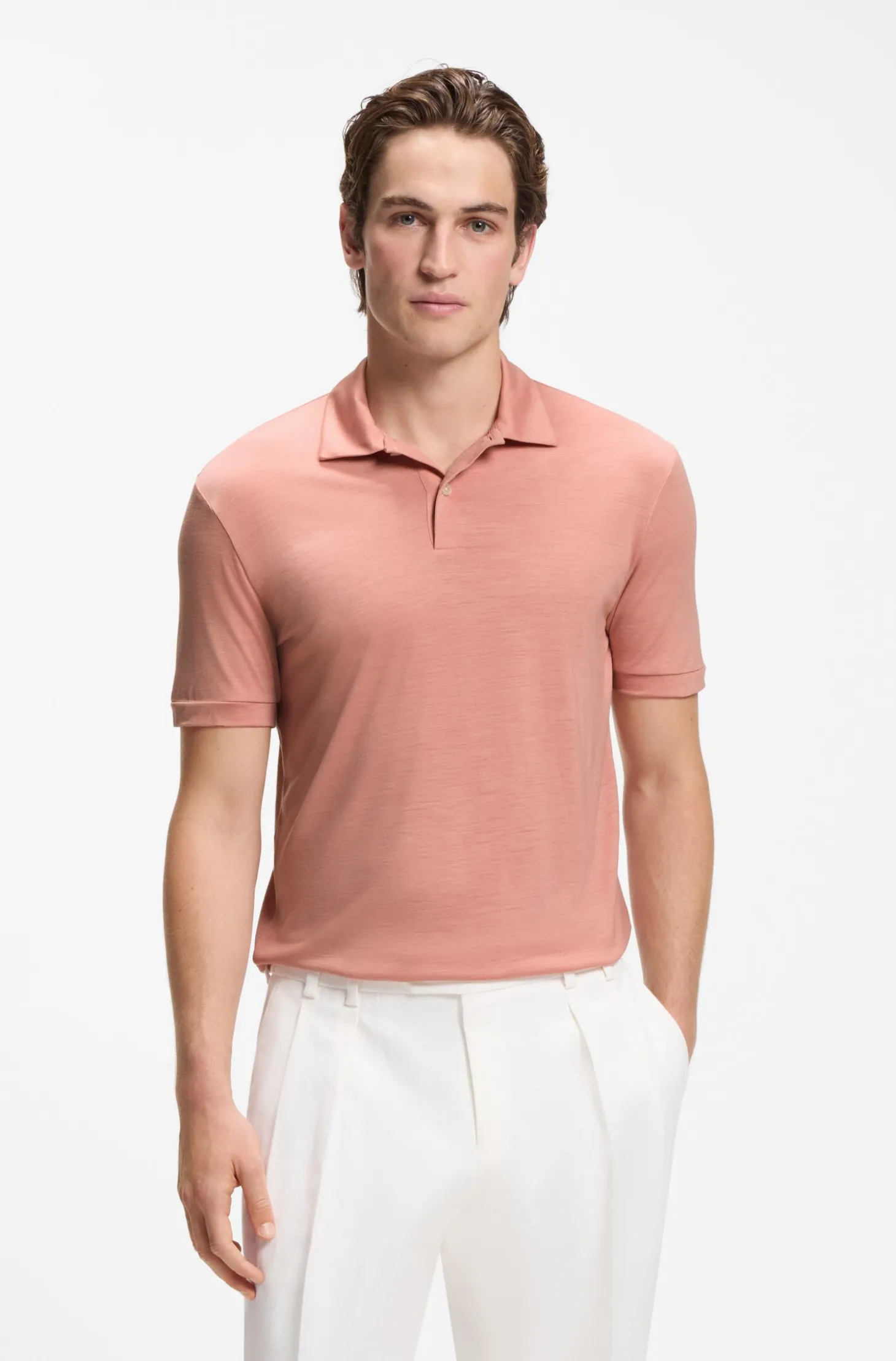 Regular-Fit Poloshirt aus Woll-Mix