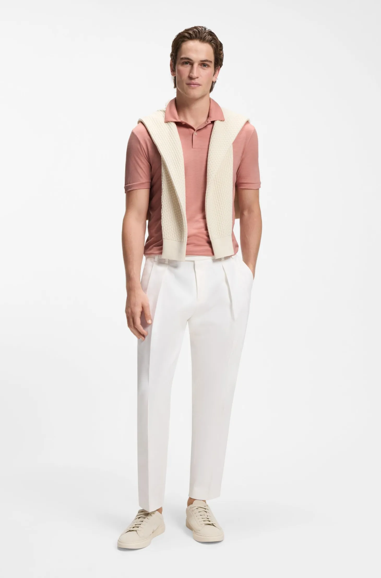 Regular-Fit Poloshirt aus Woll-Mix