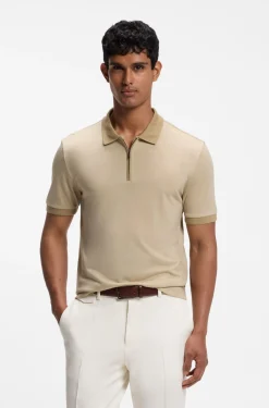 Regular-Fit Poloshirt aus Wolle mit Reißverschlussleiste