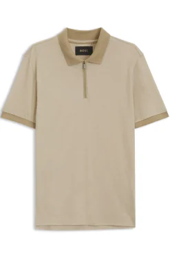 Regular-Fit Poloshirt aus Wolle mit Reißverschlussleiste