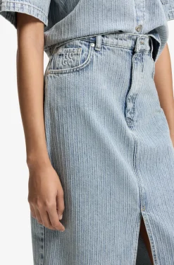 Regular-Fit Rock aus festem Denim mit Streifen-Dessin