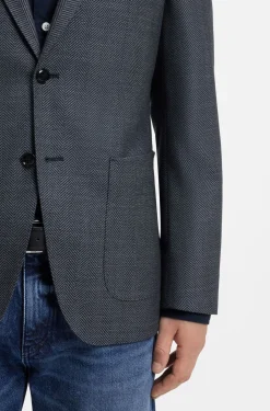 Regular-Fit Sakko aus Baumwoll-Mix mit Schurwolle und Fischgrätmuster