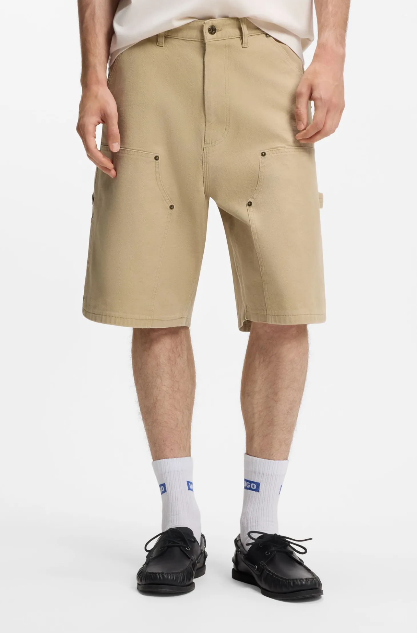 Regular-Fit Shorts aus Stretch-Baumwoll-Canvas