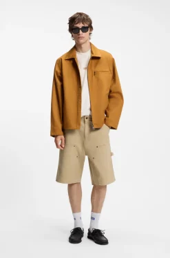 Regular-Fit Shorts aus Stretch-Baumwoll-Canvas