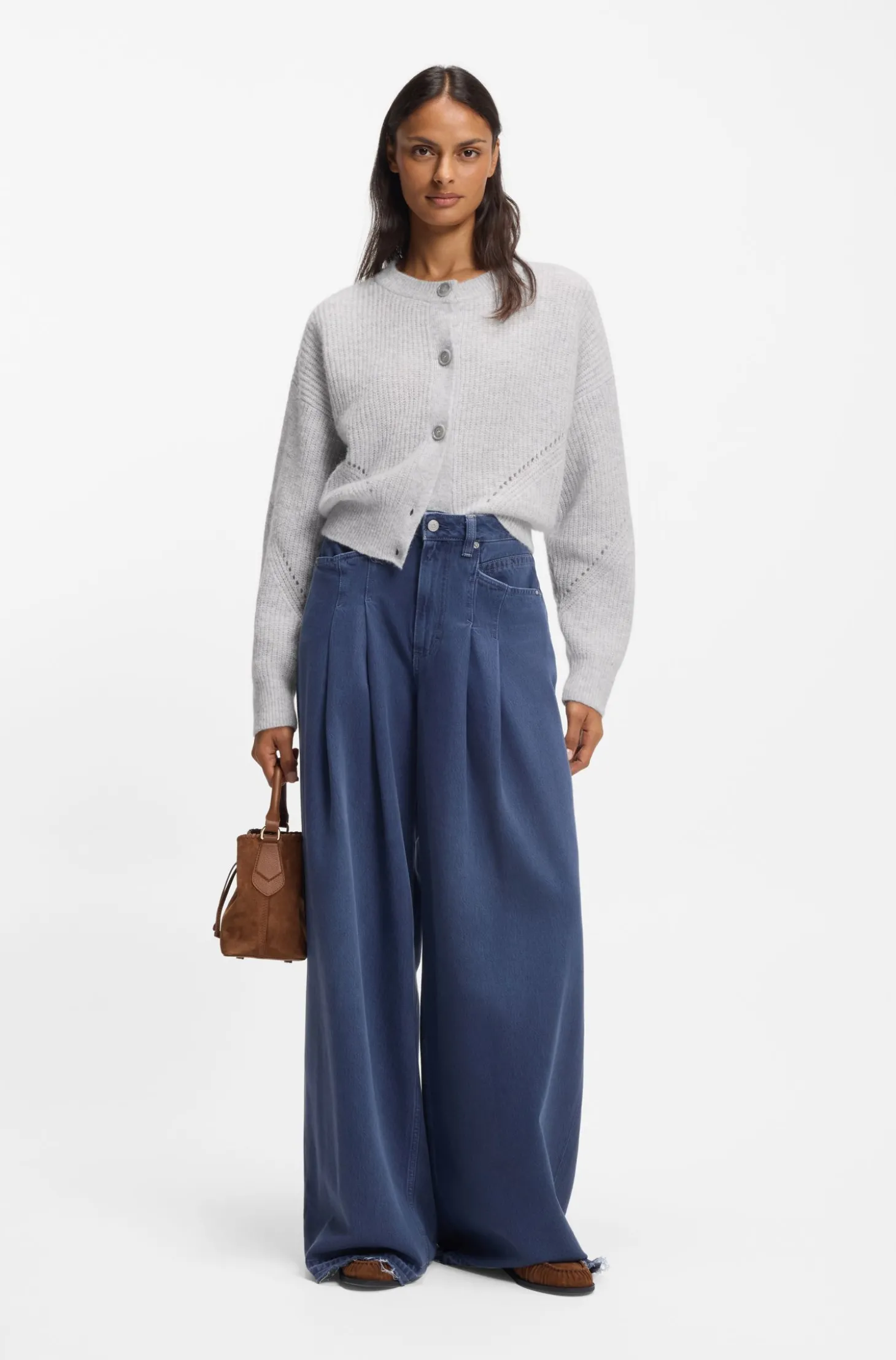 Regular-Fit Strickjacke mit Lochmuster