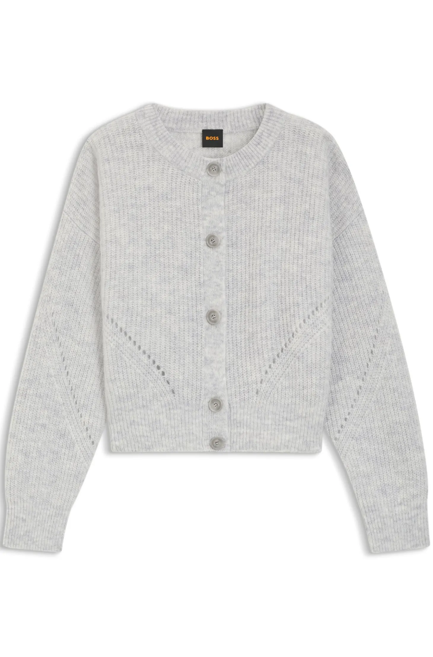 Regular-Fit Strickjacke mit Lochmuster