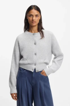Regular-Fit Strickjacke mit Lochmuster
