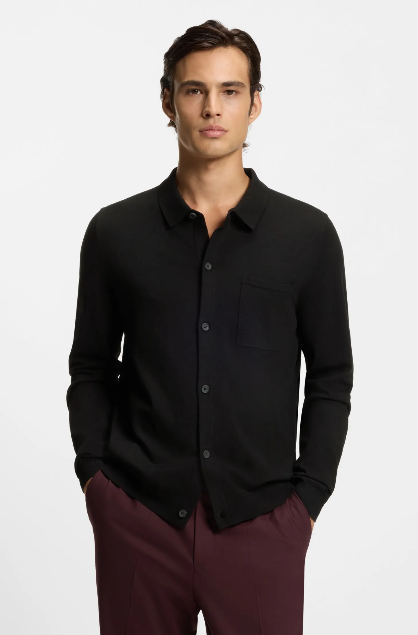 Regular-Fit Strickjacke mit Rippbündchen