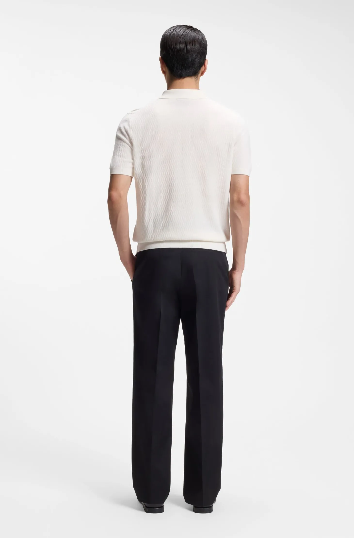 Regular-Fit Strick-Poloshirt aus strukturiertem Gewebe