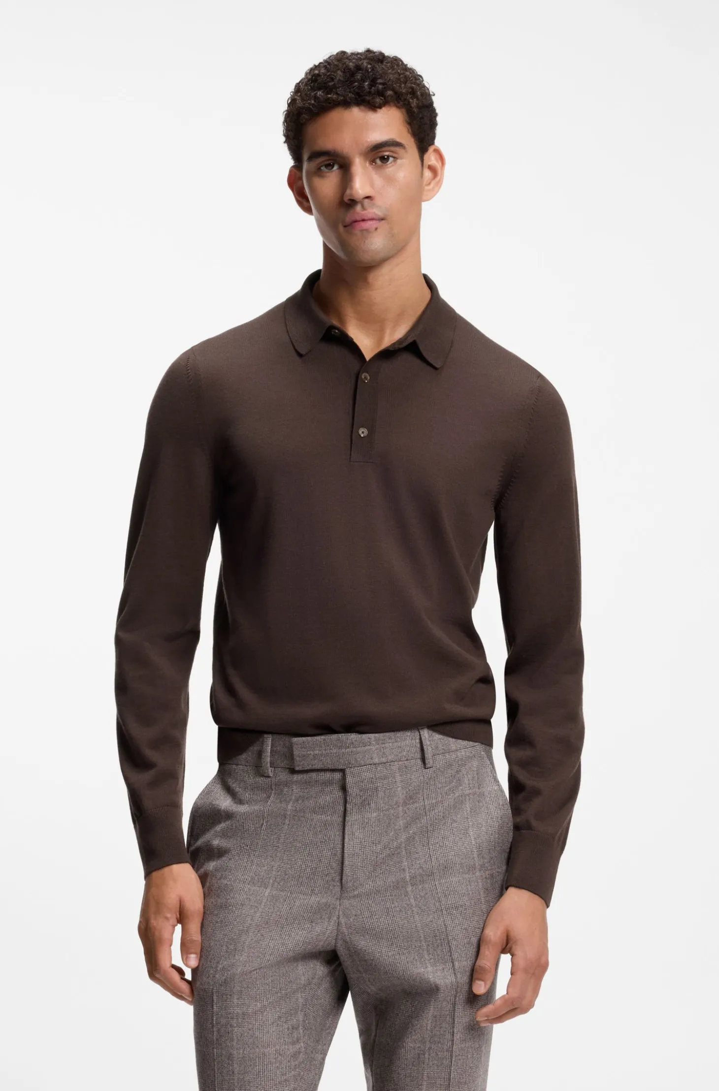 Regular-Fit Strick-Poloshirt aus Merino