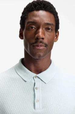 Regular-Fit Strick-Poloshirt aus strukturiertem Gewebe
