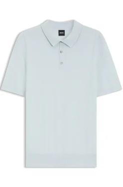 Regular-Fit Strick-Poloshirt aus strukturiertem Gewebe