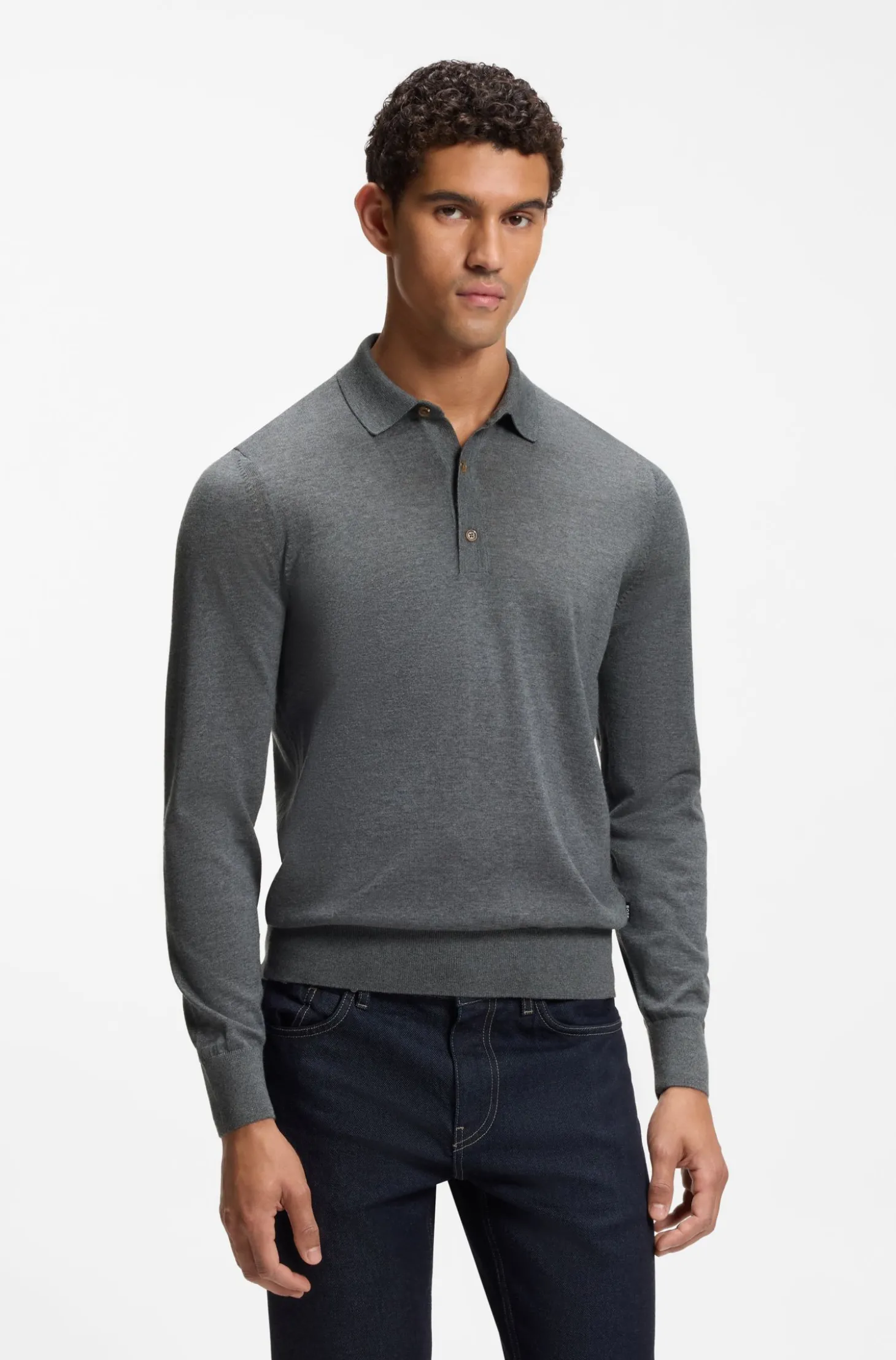 Regular-Fit Strick-Poloshirt aus Merino