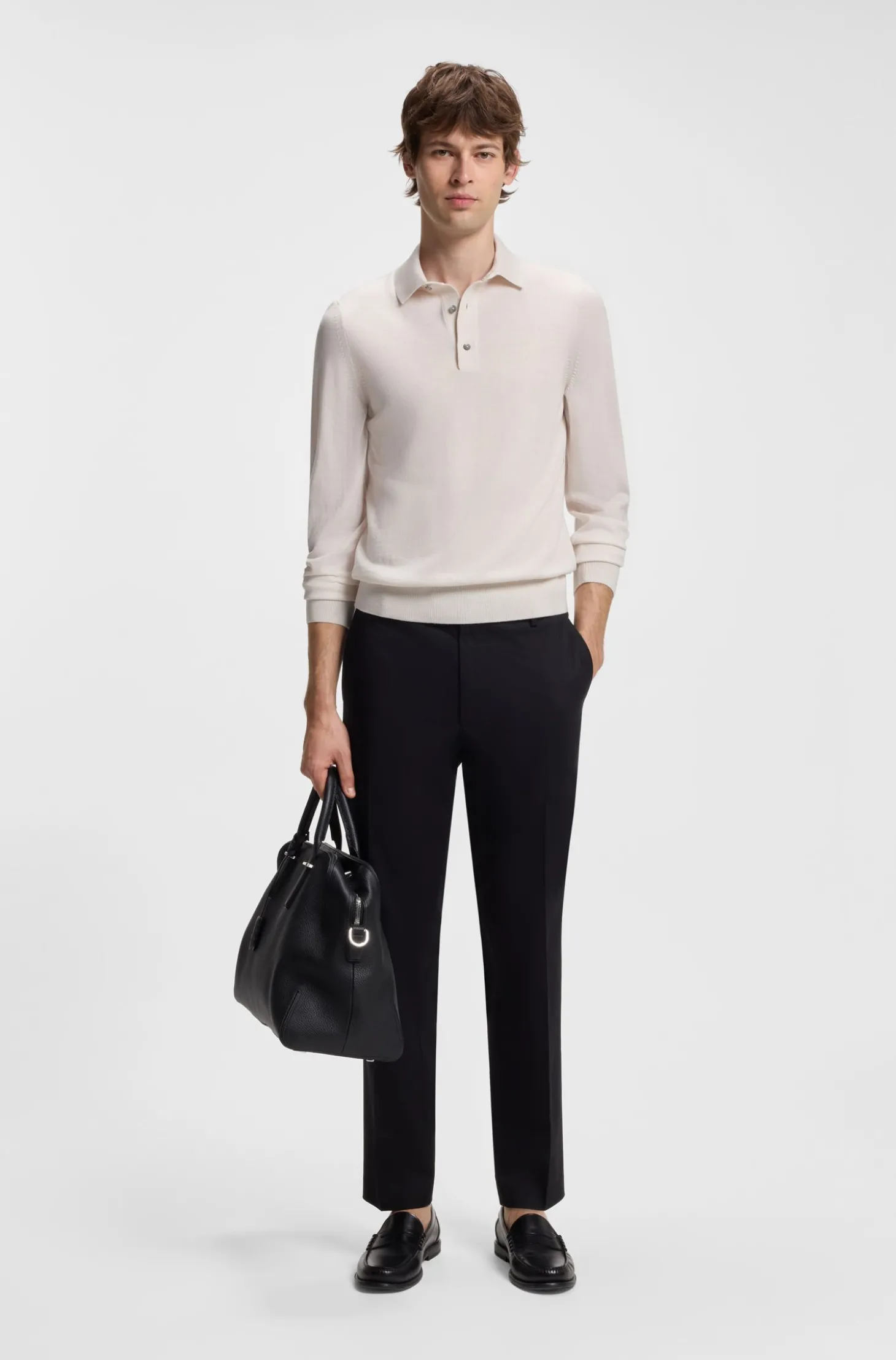 Regular-Fit Strick-Poloshirt aus Merino