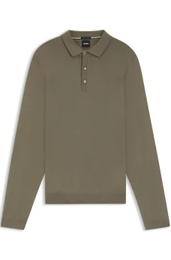 Regular-Fit Strick-Poloshirt aus Schurwolle