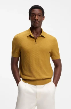Regular-Fit Strick-Poloshirt aus strukturiertem Gewebe