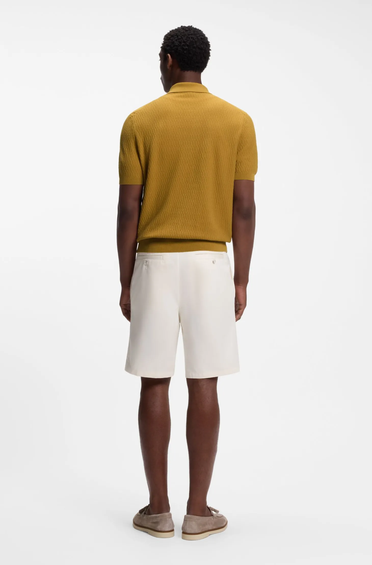 Regular-Fit Strick-Poloshirt aus strukturiertem Gewebe
