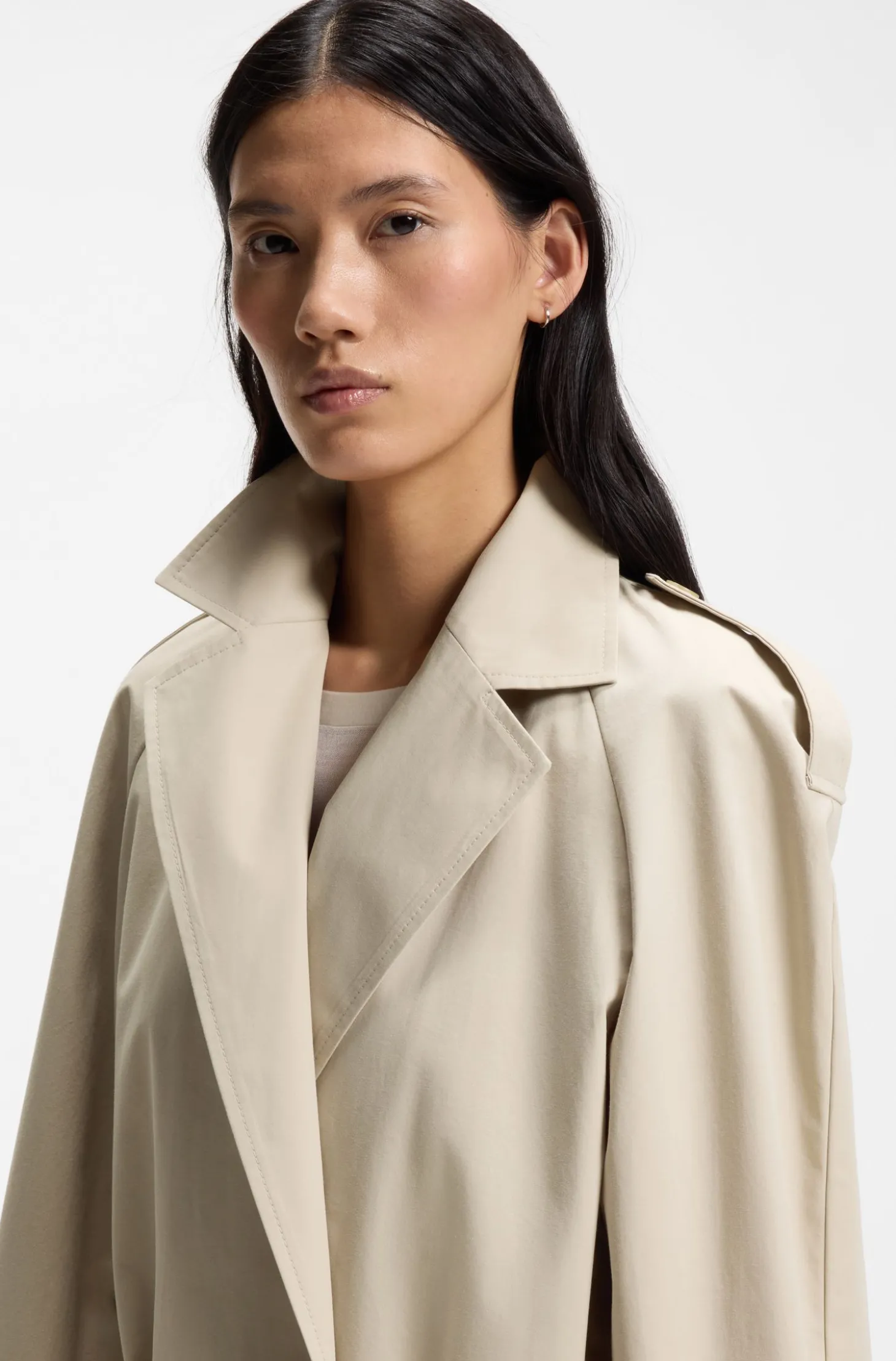 Regular-Fit Trenchcoat aus Stretch-Baumwolle