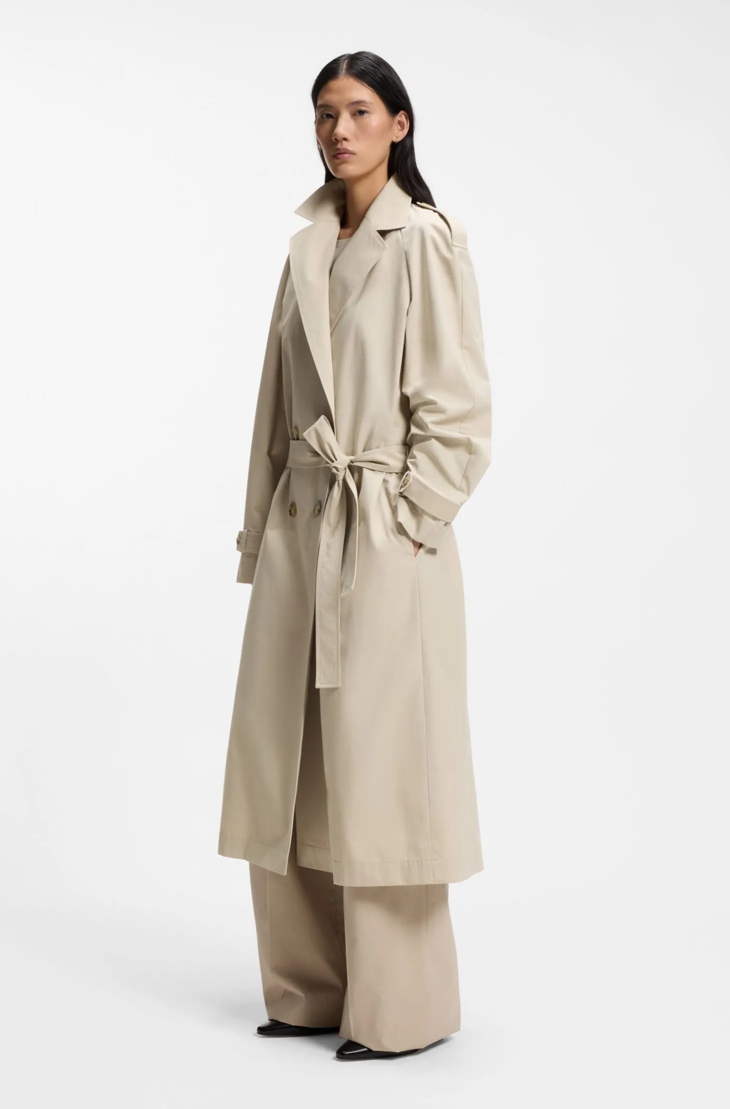 Regular-Fit Trenchcoat aus Stretch-Baumwolle