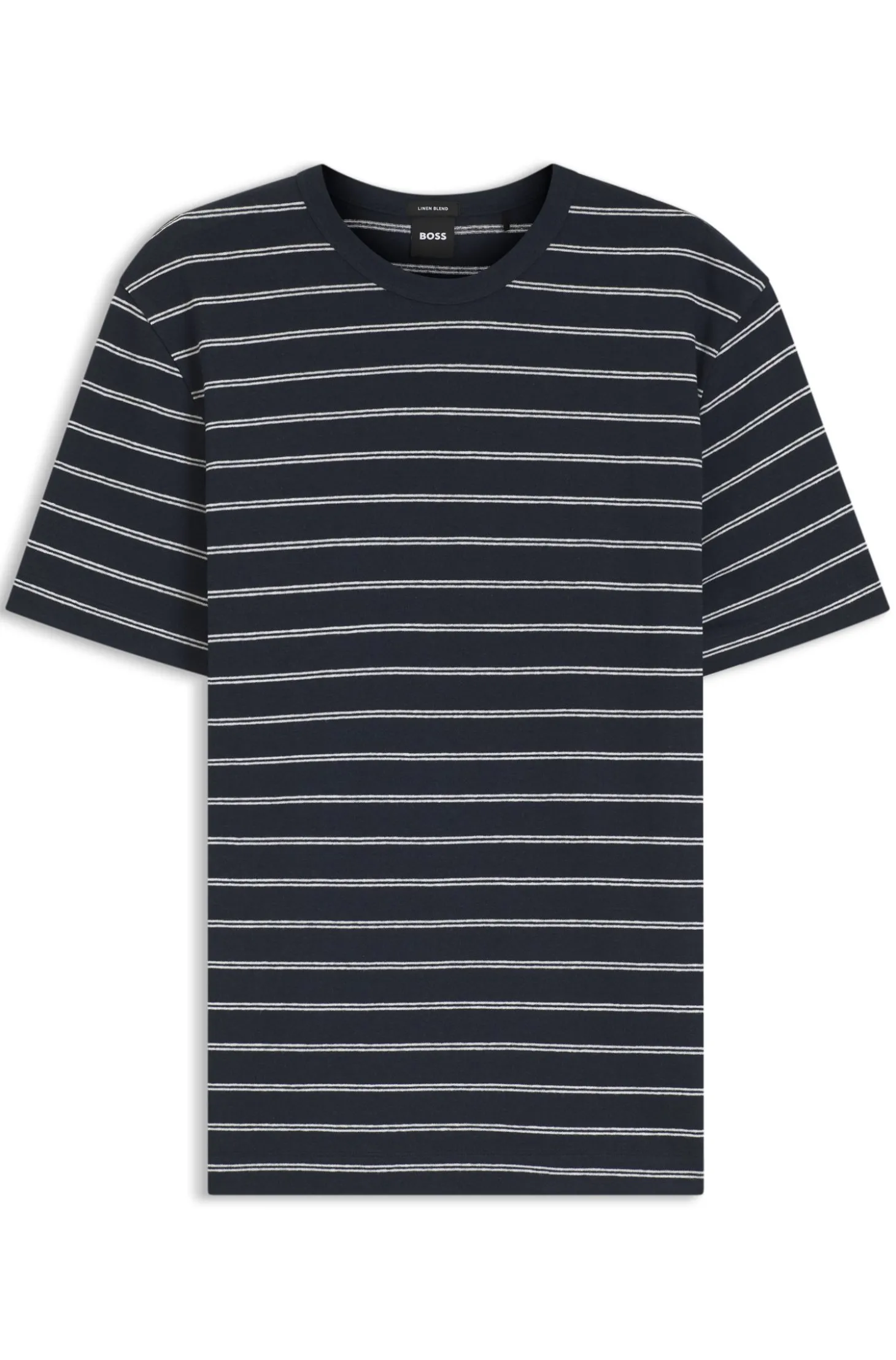 Regular-Fit T-Shirt aus Baumwoll-Leinen-Mix