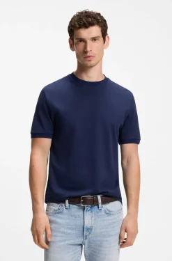 Regular-Fit T-Shirt aus Baumwoll-Jacquard mit Seide