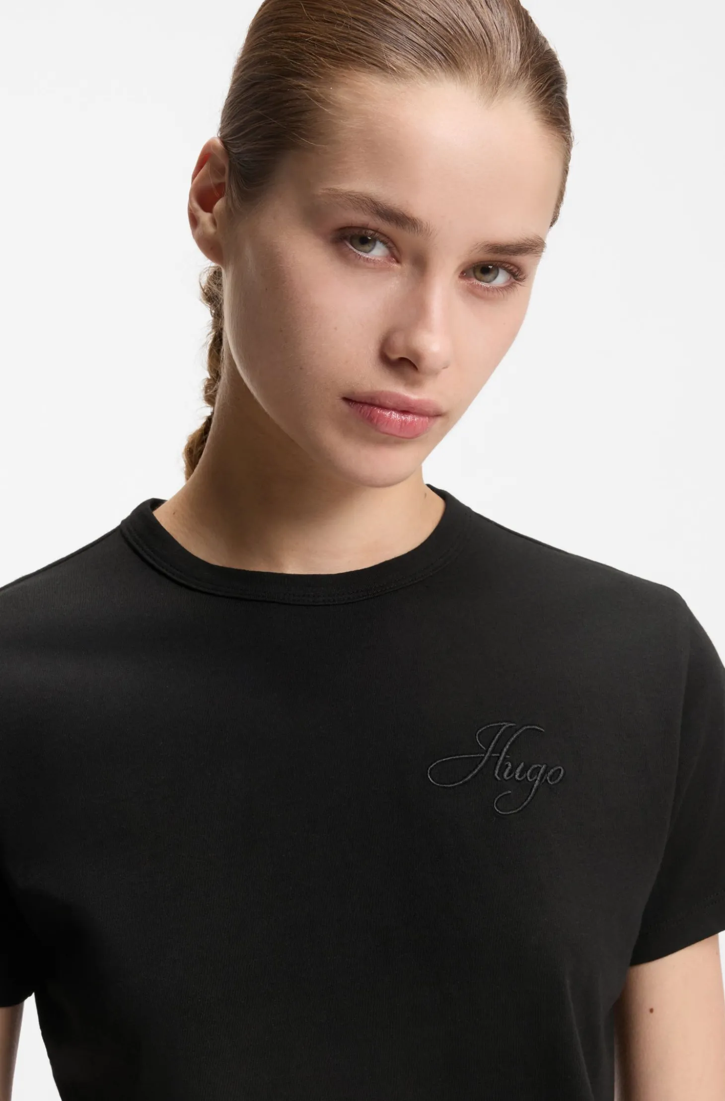 Regular-Fit T-Shirt aus Baumwoll-Jersey mit gesticktem Script-Logo