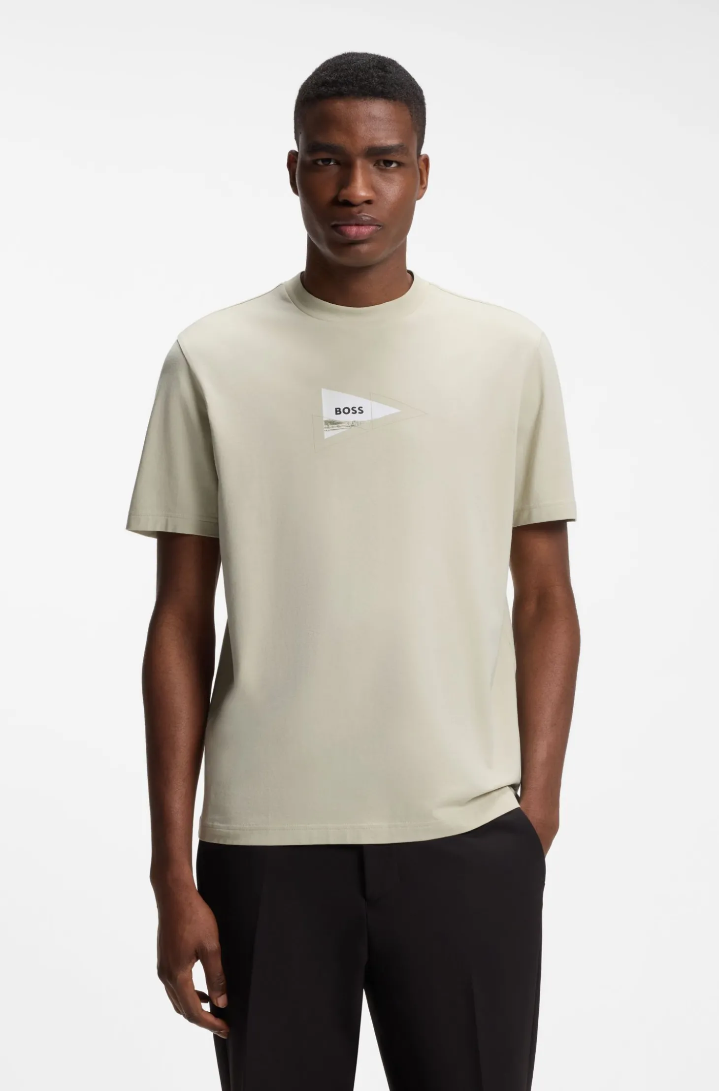 Regular-Fit T-Shirt aus Stretch-Baumwolle mit Foto-Print