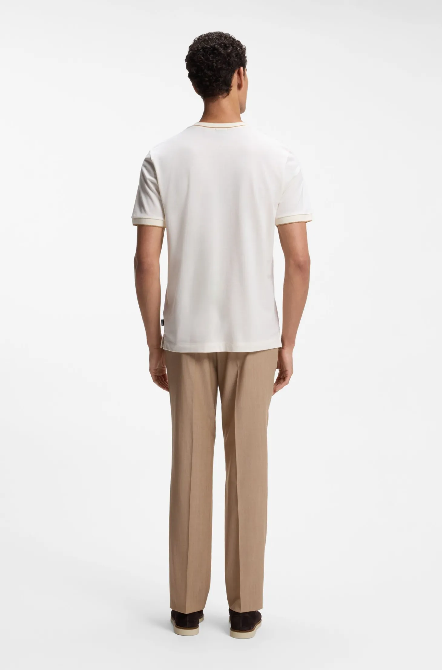Regular-Fit T-Shirt aus strukturierter Baumwolle mit Tipping-Details
