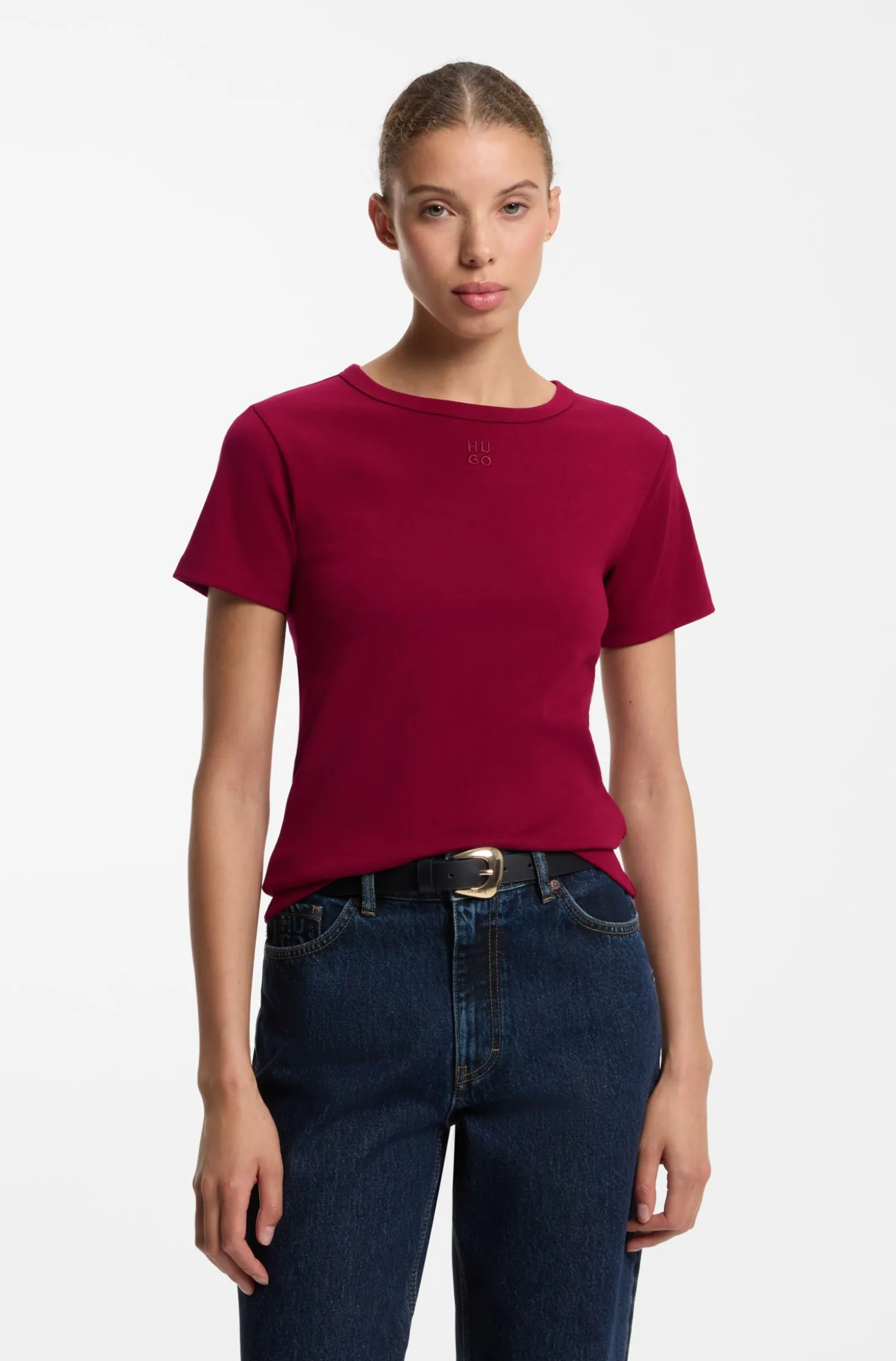 Regular-Fit T-Shirt mit gesticktem Stack-Logo