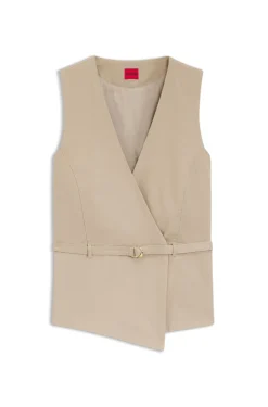 Regular-Fit Weste mit Gürtel aus Baumwolle und Hanf