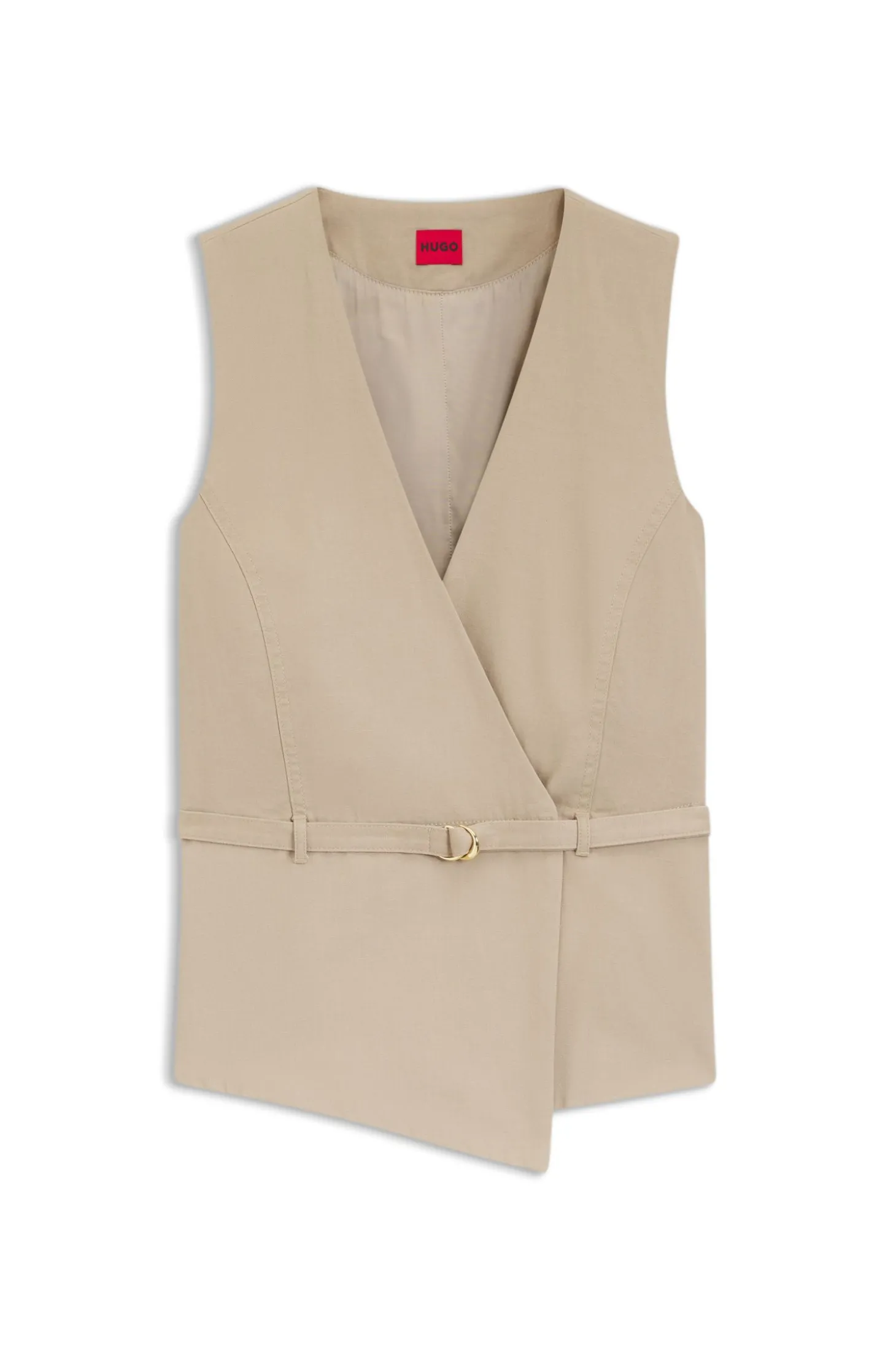 Regular-Fit Weste mit Gürtel aus Baumwolle und Hanf