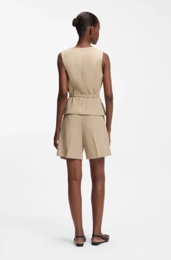 Regular-Fit Weste mit Gürtel aus Baumwolle und Hanf