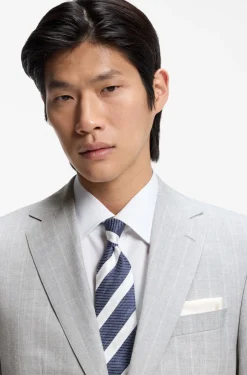 Regular-Fit Zweiteiler aus gestreifter Schurwolle