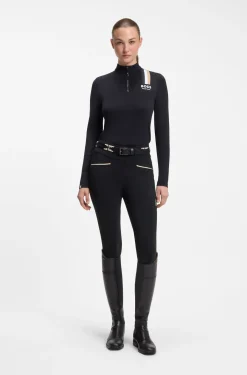 Reithose mit hohem Bund und Kniebesatz