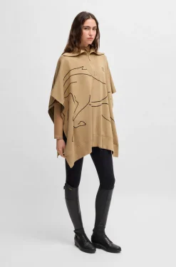 Reitsport-Cape aus Baumwoll-Mix mit abstrakten Intarsien