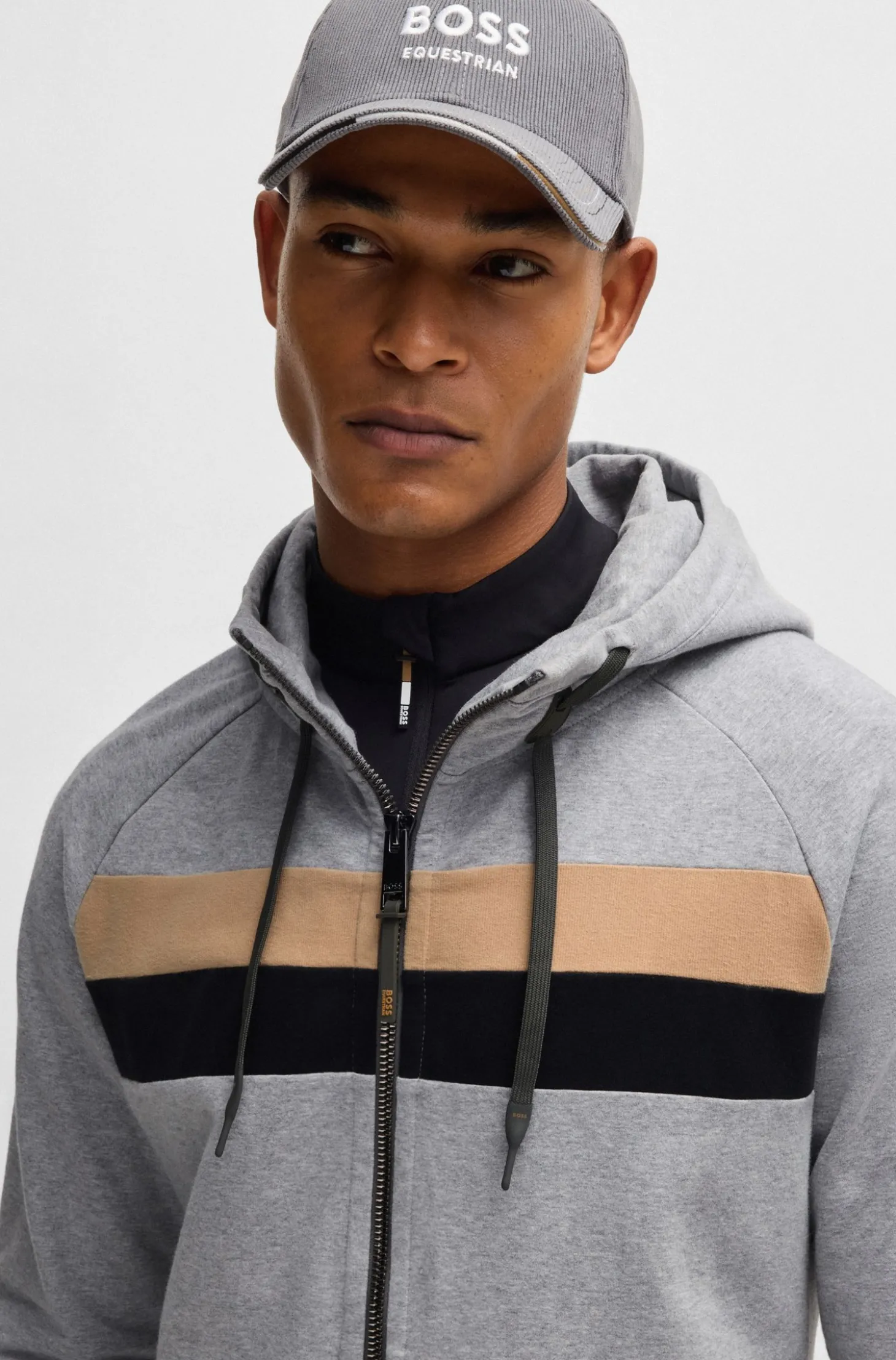 Reitsport-Hoodie aus italienischer Stretch-Baumwolle mit Reißverschluss