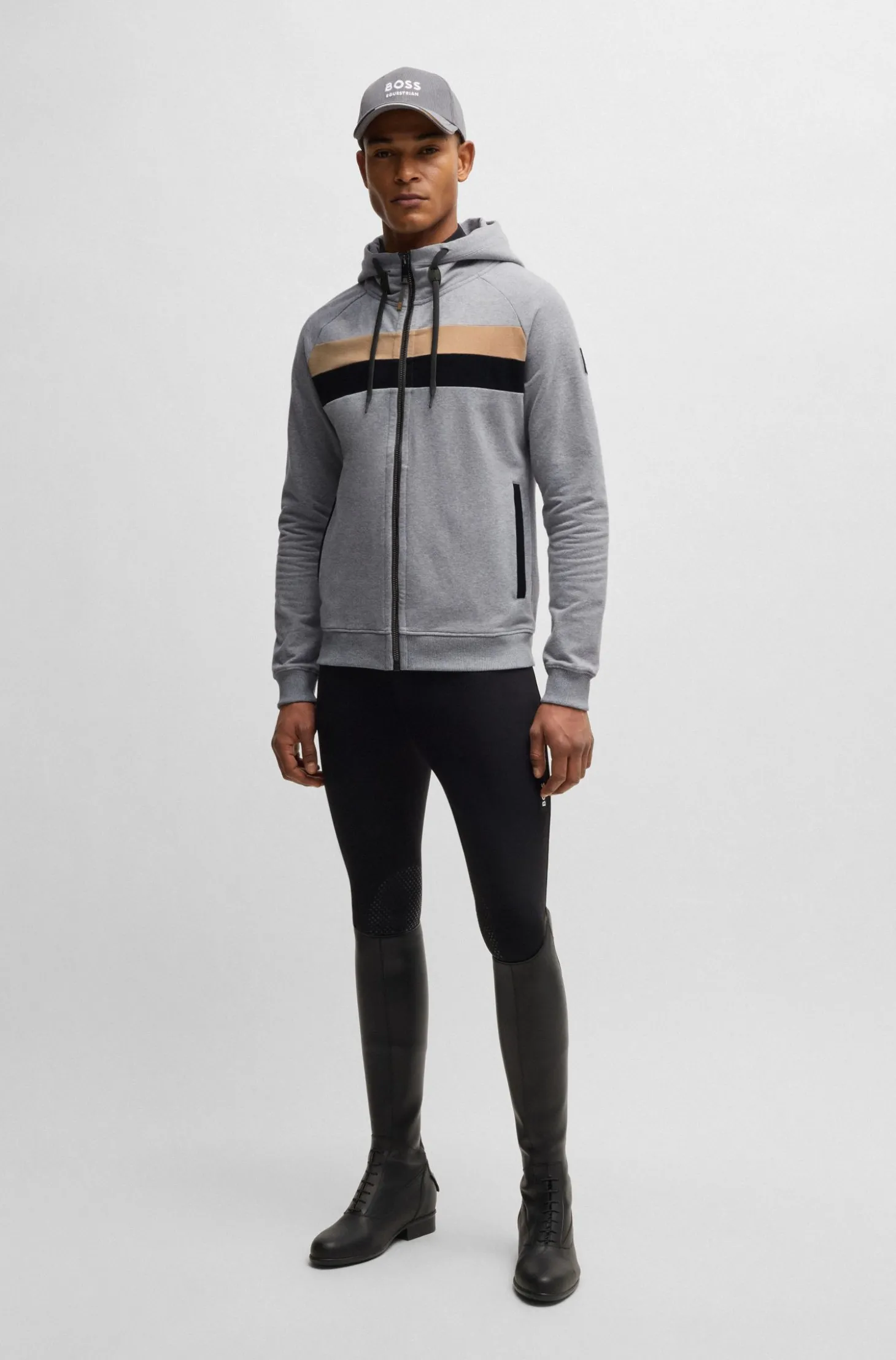 Reitsport-Hoodie aus italienischer Stretch-Baumwolle mit Reißverschluss